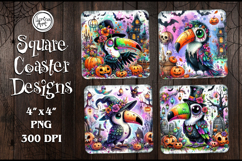 Whimsical Halloween Coaster Design, 4 PNG Product Image 1