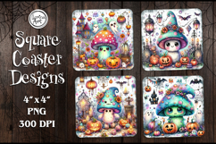 Halloween Mushroom Coaster Design, 4 PNG Product Image 1