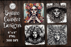 Witch Halloween Coaster Design, 4 PNG Product Image 1