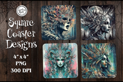 Witch Halloween Coaster Design, 4 PNG Product Image 1