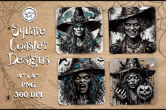Witch Halloween Coaster Design, 4 PNG Product Image 1