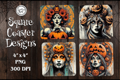 Witch Halloween Coaster Design, 4 PNG Product Image 1