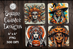 Witch Halloween Coaster Design, 4 PNG Product Image 1