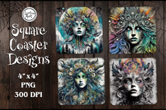 Witch Halloween Coaster Design, 4 PNG Product Image 1