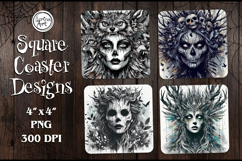 Witch Halloween Coaster Design, 4 PNG Product Image 1
