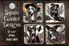 Witch Halloween Coaster Design, 4 PNG Product Image 1