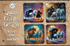 Skeleton Halloween Coaster Design, 4 PNG Product Image 1