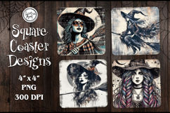 Witch Halloween Coaster Design, 4 PNG Product Image 1