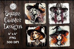 Witch Halloween Coaster Design, 4 PNG Product Image 1