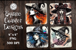 Witch Halloween Coaster Design, 4 PNG Product Image 1