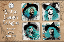 Witch Halloween Coaster Design, 4 PNG Product Image 1
