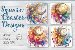 Dream Catcher Coaster Sublimation, 4 PNG Product Image 1