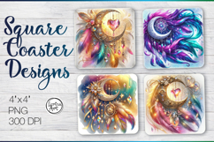 Dream Catcher Coaster Sublimation, 4 PNG Product Image 1