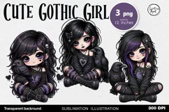 halloween / Gothic Girl / Sublimation design PNG Product Image 1