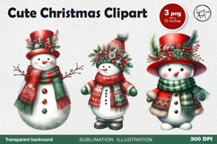 Cute Snowman. Christmas clipart. PNG sublimation Product Image 1