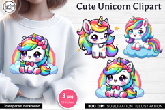 Cute Unicorn. Sublimation, print design PNG Product Image 1