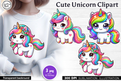 Cute Unicorn. Sublimation, print design PNG Product Image 1
