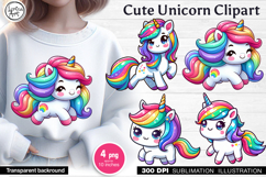 Cute Unicorn. Sublimation, print design PNG Product Image 1