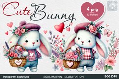 Cute Bunny. Valentines. PNG sublimation Product Image 1