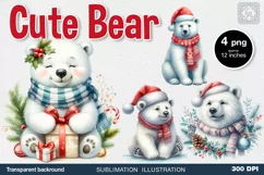 Watercolor Polar Bears cliparts. PNG sublimation Product Image 1