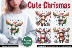 Cute Christmas Deers. PNG sublimation Product Image 1