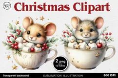 Cozy Christmas. Cute Mouse. PNG sublimation Product Image 1