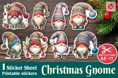 Christmas Gnome. Print & Cut Stickers PNG Product Image 1