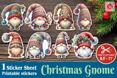 Christmas Gnome. Print & Cut Stickers PNG Product Image 1