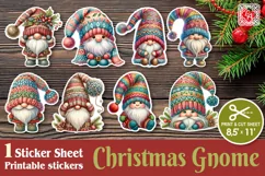 Christmas Gnome. Print & Cut Stickers PNG Product Image 1
