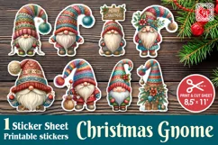 Christmas Gnome. Print & Cut Stickers PNG Product Image 1