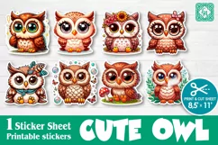 Cute Owl. Print & Cut Stickers PNG Product Image 1