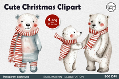 Watercolor Polar Bears cliparts. PNG sublimation Product Image 1