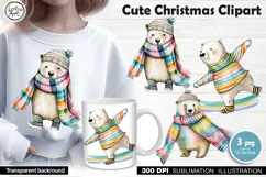 Watercolor Polar Bears cliparts. PNG sublimation Product Image 1