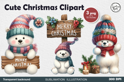 Watercolor Polar Bears cliparts. PNG sublimation Product Image 1