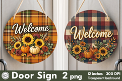 Cozy Autumn. Welcome Round Door Sign. PNG Product Image 1