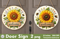 Welcome Round Door Sign. PNG Product Image 1
