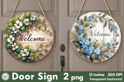 Welcome Round Door Sign. PNG Product Image 1