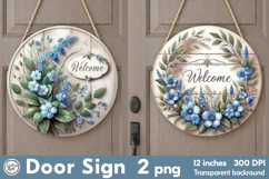 Welcome Round Door Sign. PNG Product Image 1