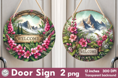 Welcome Round Door Sign. PNG Product Image 1