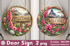 Welcome Round Door Sign. PNG Product Image 1