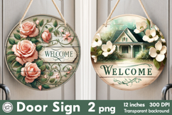 Welcome Round Door Sign. PNG Product Image 1
