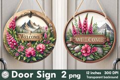Welcome Round Door Sign. PNG Product Image 1
