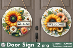 Welcome Round Door Sign. PNG Product Image 1