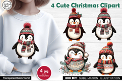 Cute Christmas. Cute Penguin. Sublimation design PNG Product Image 1