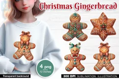 Christmas Gingerbread. Watercolor Cliparts. PNG sublimation Product Image 1