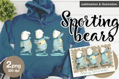 Watercolor Sporting Bears cliparts. 2 PNG sublimation Product Image 1