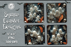 Spooky Halloween Coaster Design, 4 PNG Product Image 1