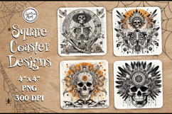 Skull Coaster Design, 4 PNG Product Image 1