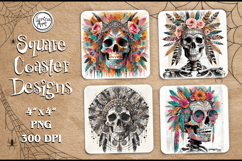 Skull Coaster Design, 4 PNG Product Image 1