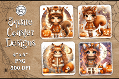 Cute Halloween Coaster Design, 4 PNG Product Image 1